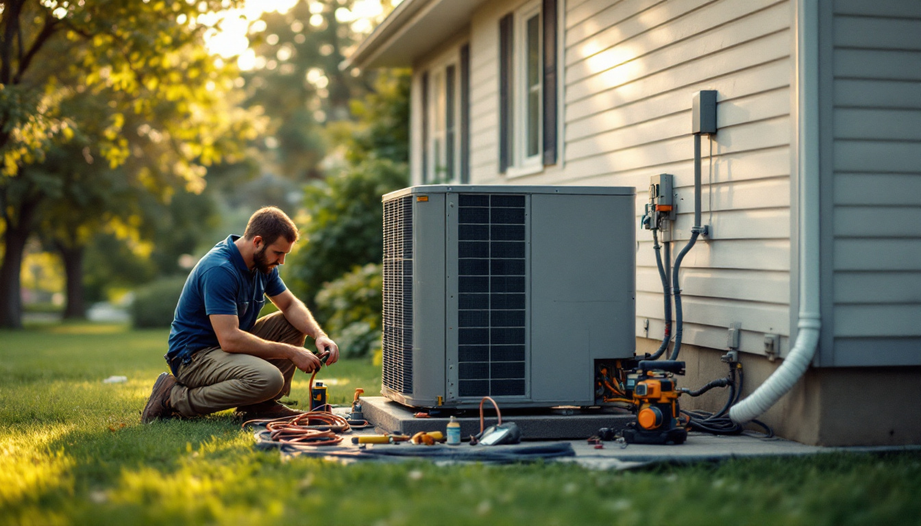 HVAC technicians installing a new central air conditioner condensing unit, the equipment behind every ac unit cost estimate