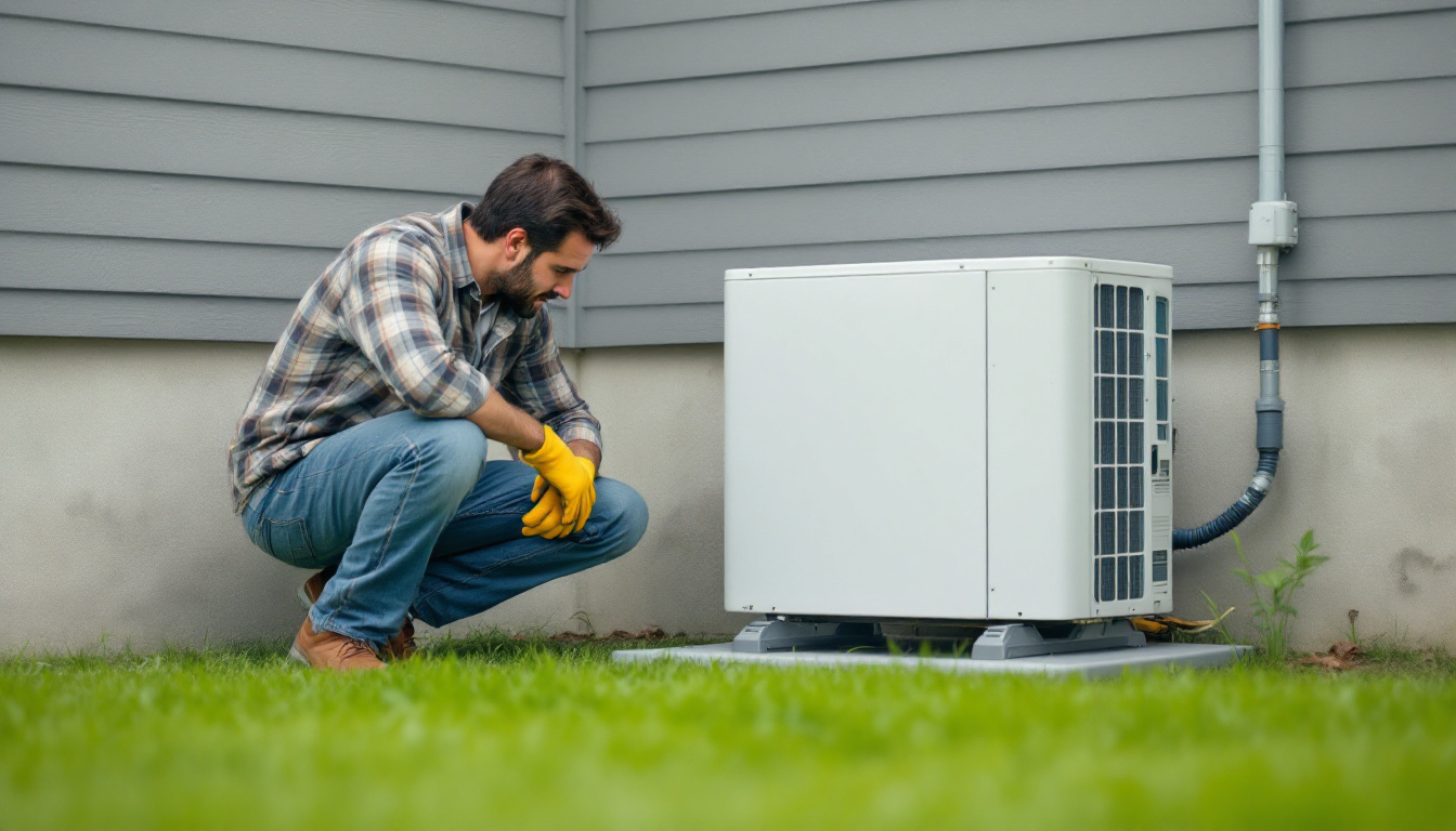 Homeowner mounting the indoor unit of a DIY mini split on a bedroom wall with the line set coiled below