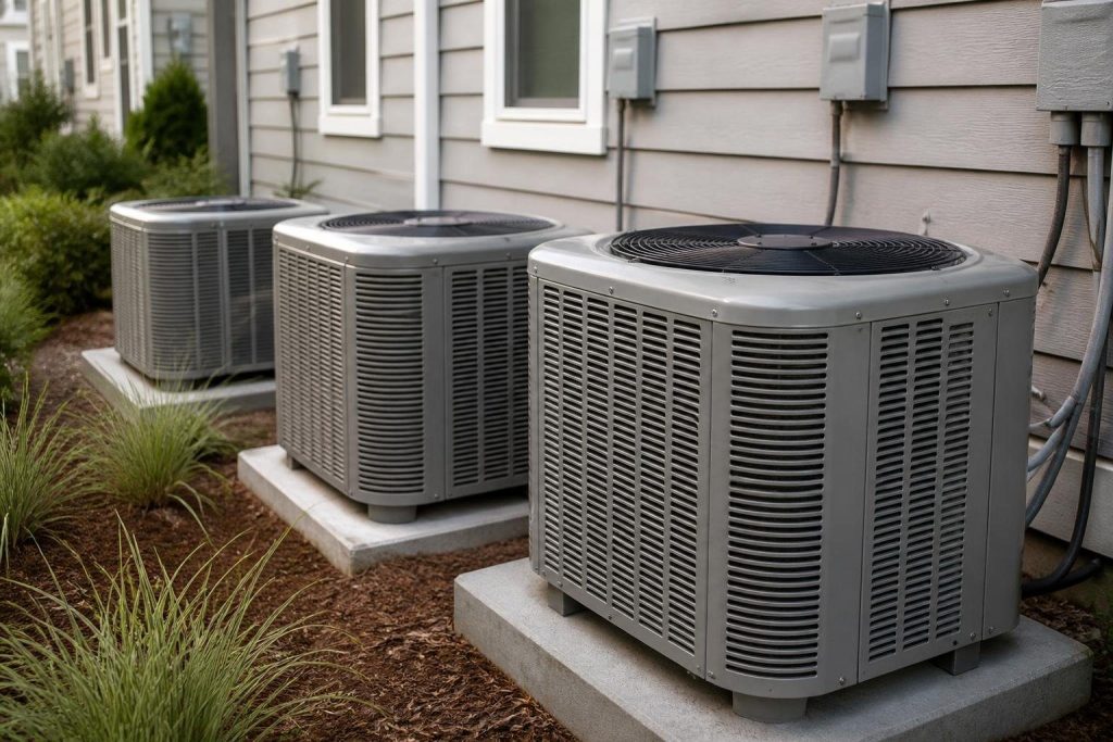 Residential condensers top out around 5 tons; bigger loads move to commercial equipment.