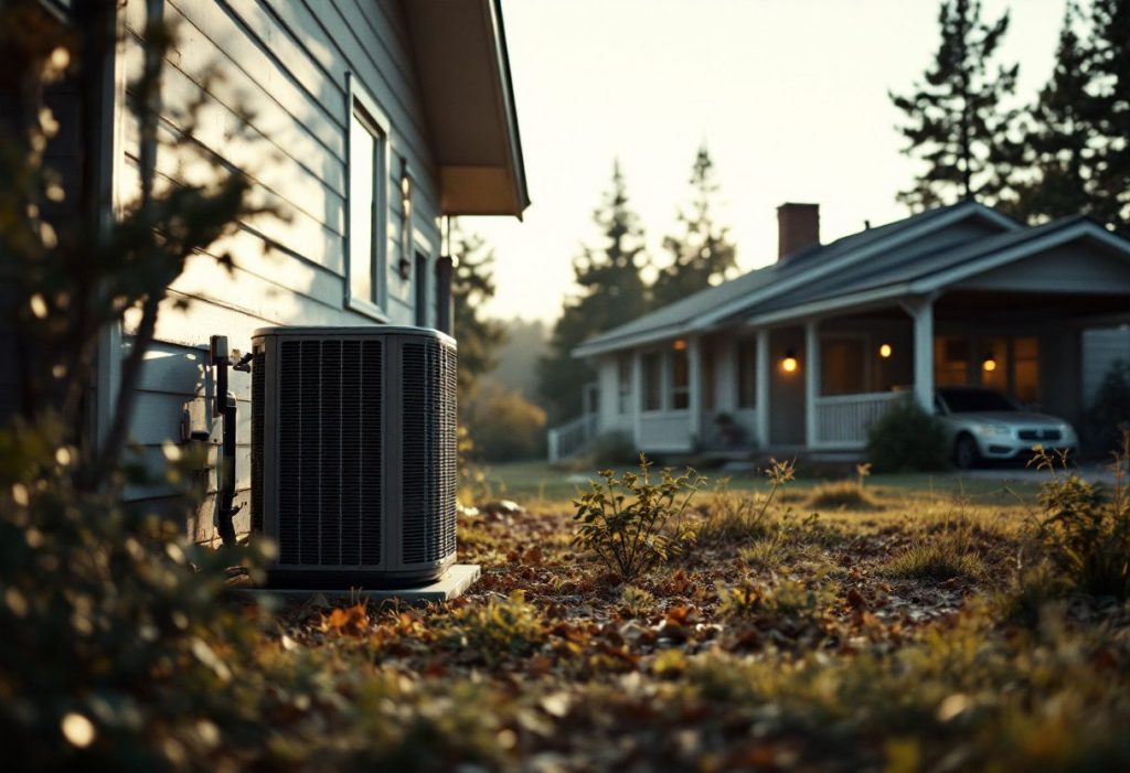 A heat pump at a ranch house in the South.
