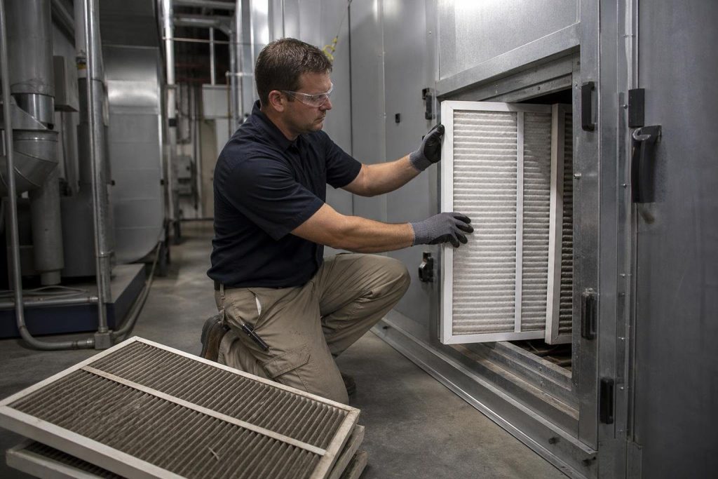 Filter changes are the most frequent AHU task on federal maintenance schedules.