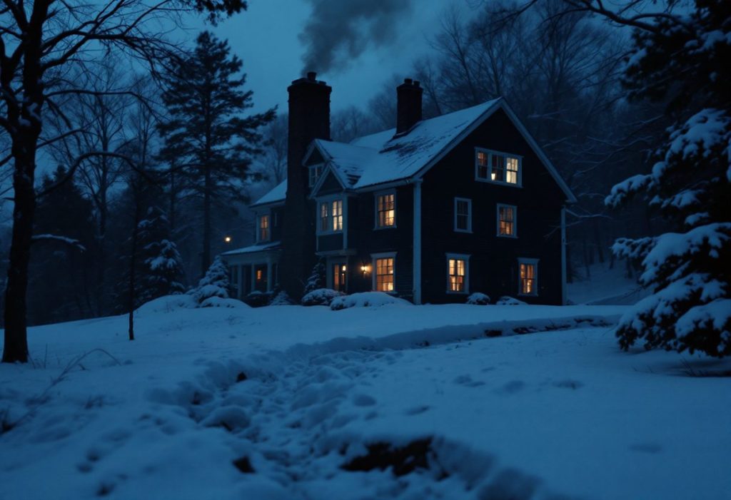A New England home in winter, where heating costs run highest.
