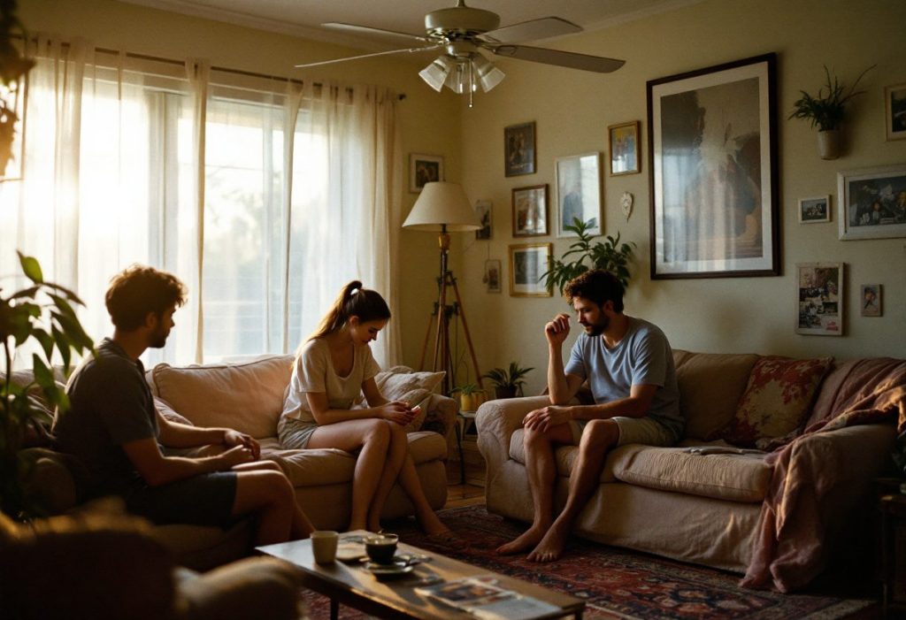 A living room cooled on a summer evening.