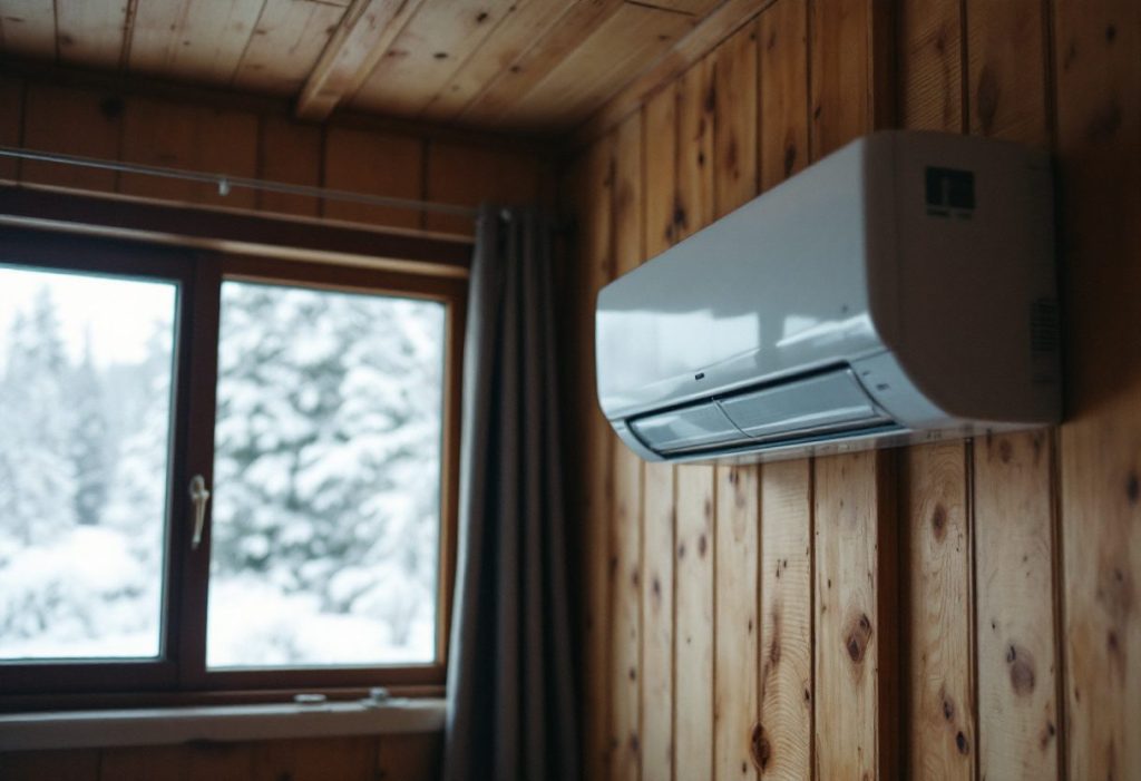 A ductless mini-split in a cold-climate home.