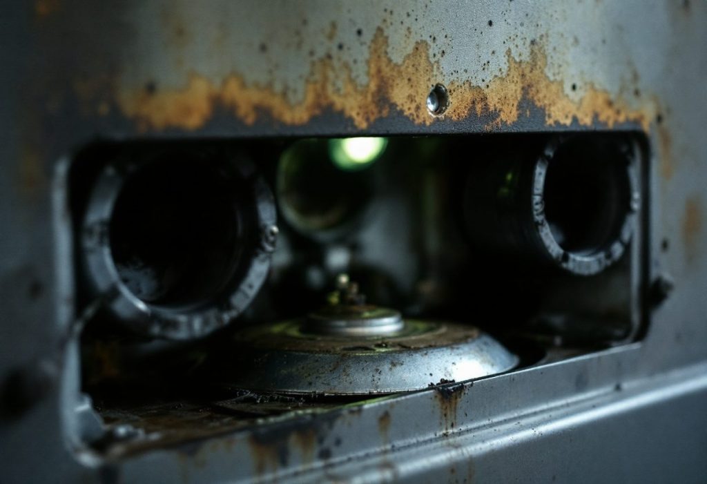 Scorch marks near the burners, the warning sign behind a rollout trip.