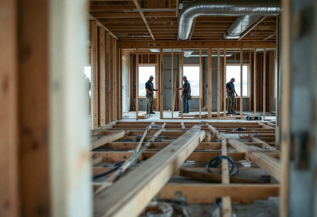 Ductwork going into a new home under construction.