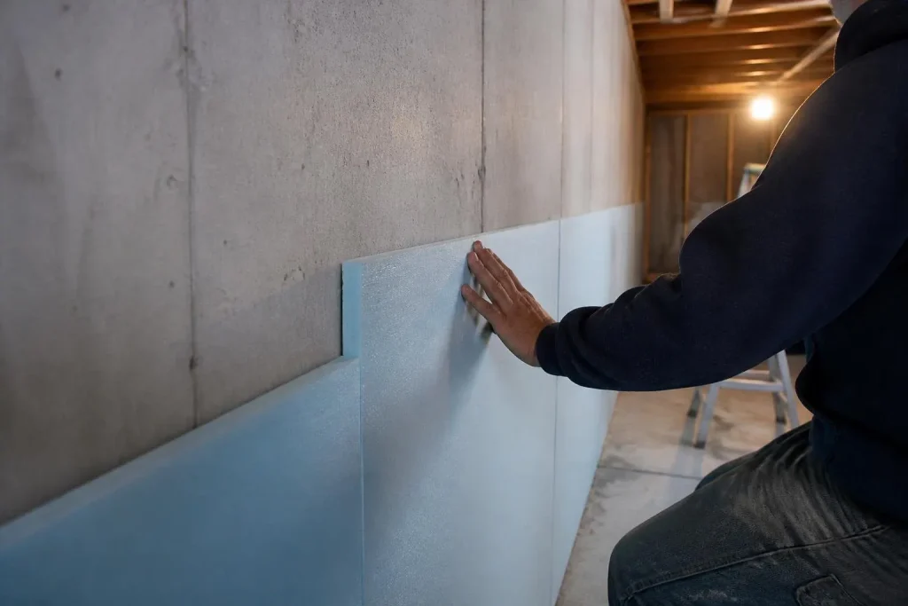 Insulating the walls first shrinks the heat load before any heater goes in.