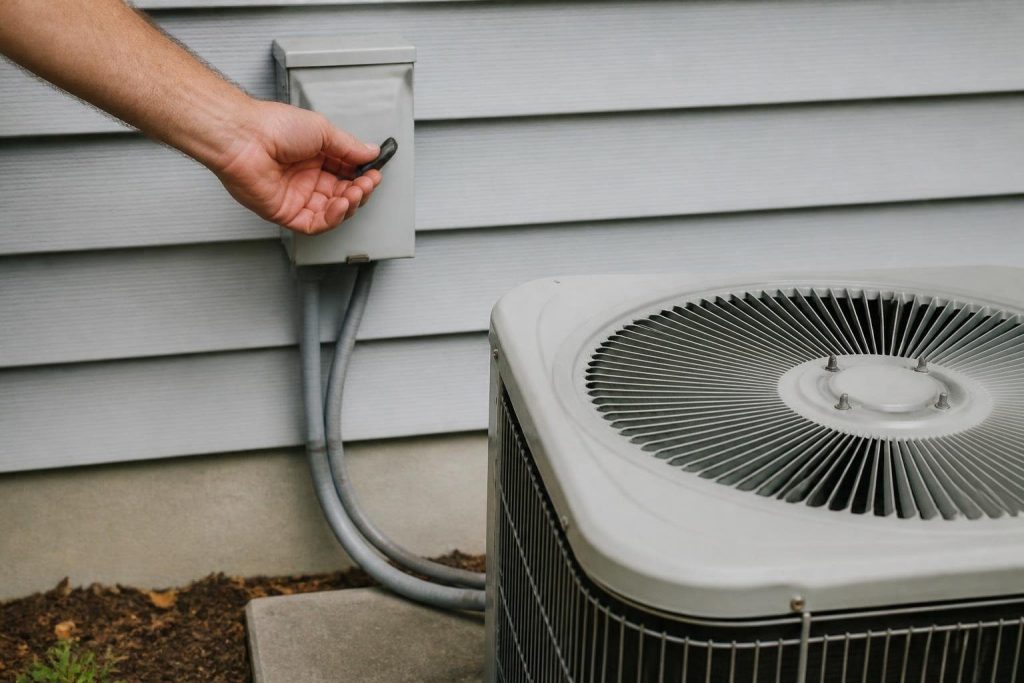Cycling the outdoor disconnect is part of a safe AC reset.