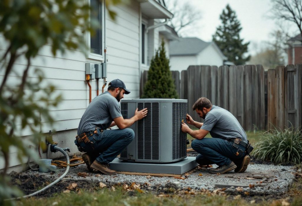 A two-person crew, the typical size of a new HVAC company.