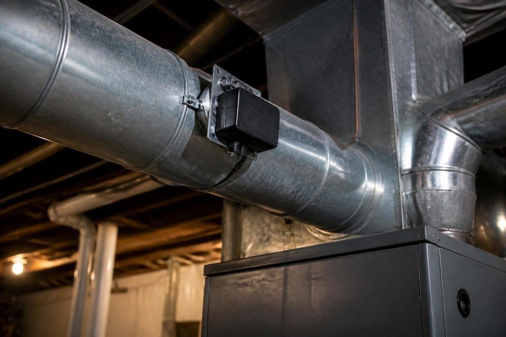 A motorized zone damper: the actuator opens and closes it on a call from the zone panel.