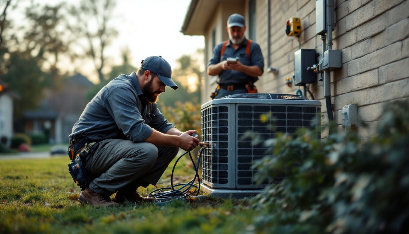 HVAC technician connecting refrigerant gauges under supervision, the kind of work covered by HVAC license requirements by state