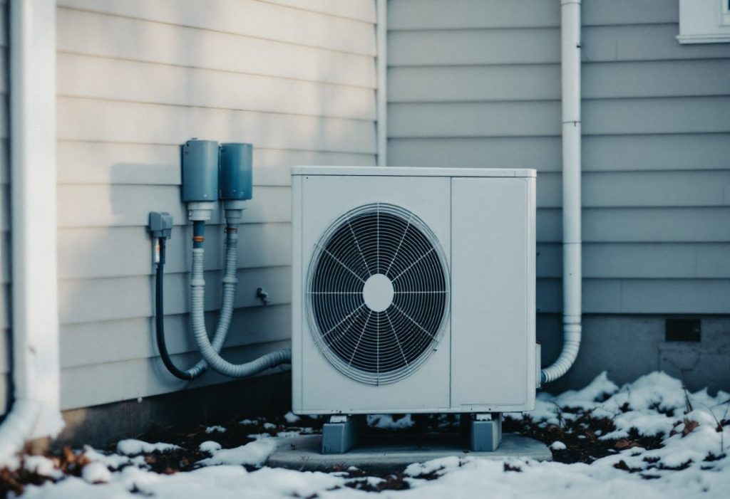 An air-to-water heat pump serving a hydronic system.