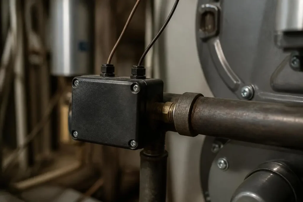 A probe-type cutoff senses water through an electrode instead of a float.