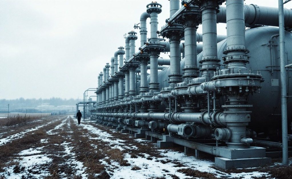 A natural gas pipeline corridor.