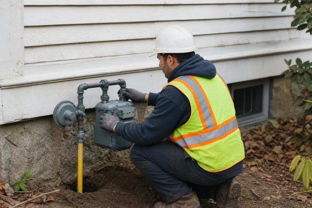 A new gas service line and meter are the utility's part of the job.