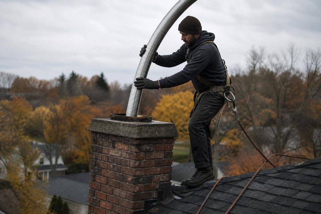 An old masonry chimney often needs a liner sized for the new gas appliance.