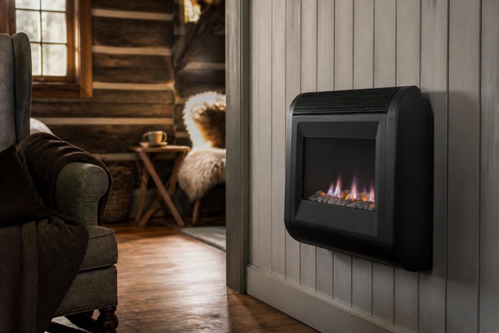 An installed vent-free room heater, a different product from a portable camp heater.