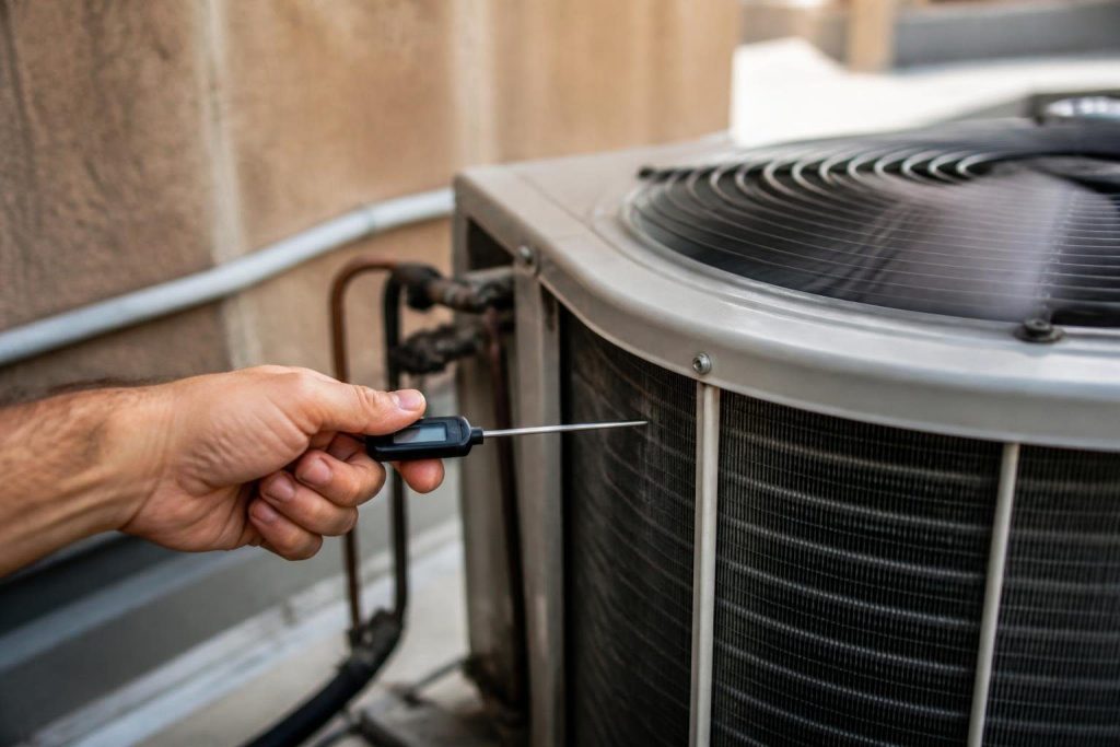 Outdoor air temperature sets what the high side should read, which is why a fixed psi target is wrong.
