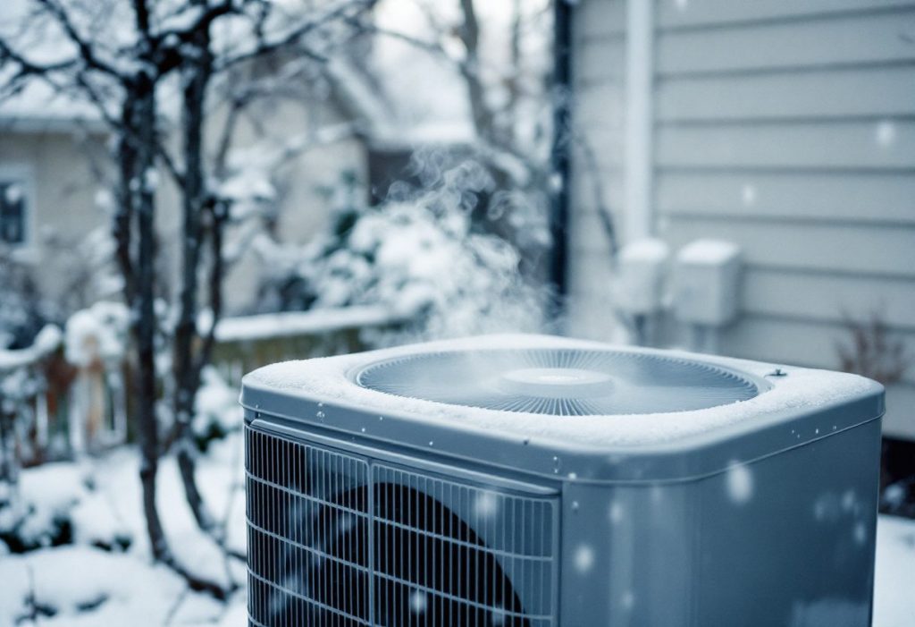 A heat pump in winter, where a valve stuck in cooling mode shows up first.