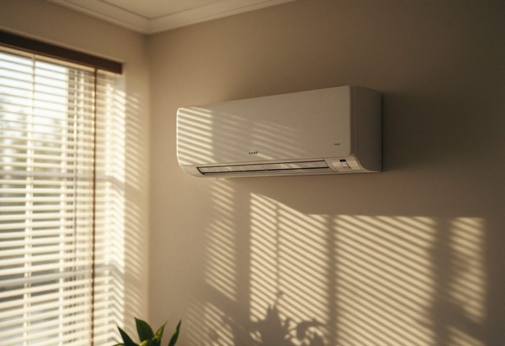 A ductless mini split, the usual hardware in DC solar kits.