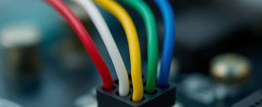 Five conductors, five jobs: the color only hints at which terminal each one serves.