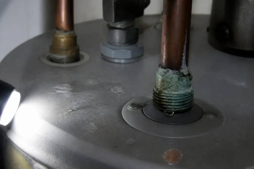 Leaks at the top are usually fittings and connections, which can be repaired.