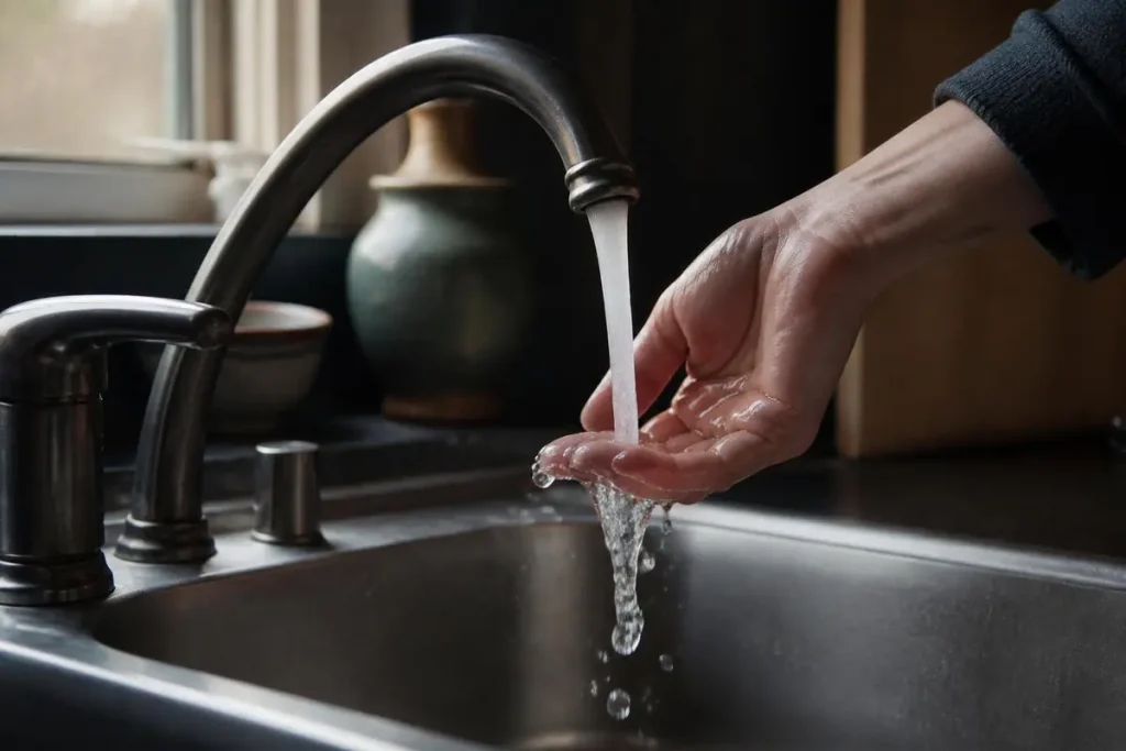 Every wait for hot water sends cooled water down the drain.
