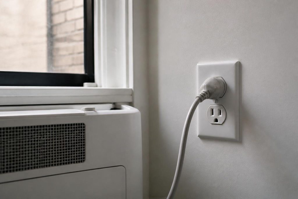 Most window heat pumps plug into an ordinary 120 V outlet, which caps their power.